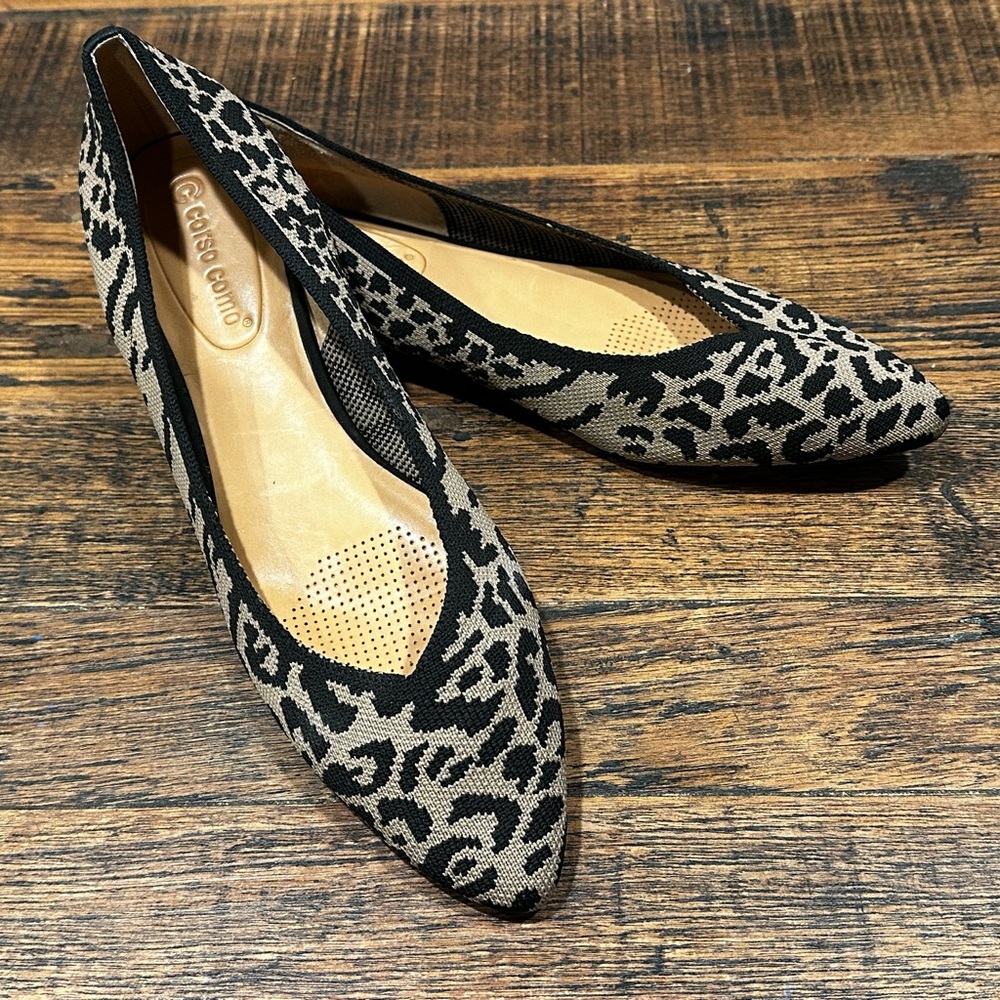 Corso Como Leopard Patterned Flats in Black and Tan Size 10
